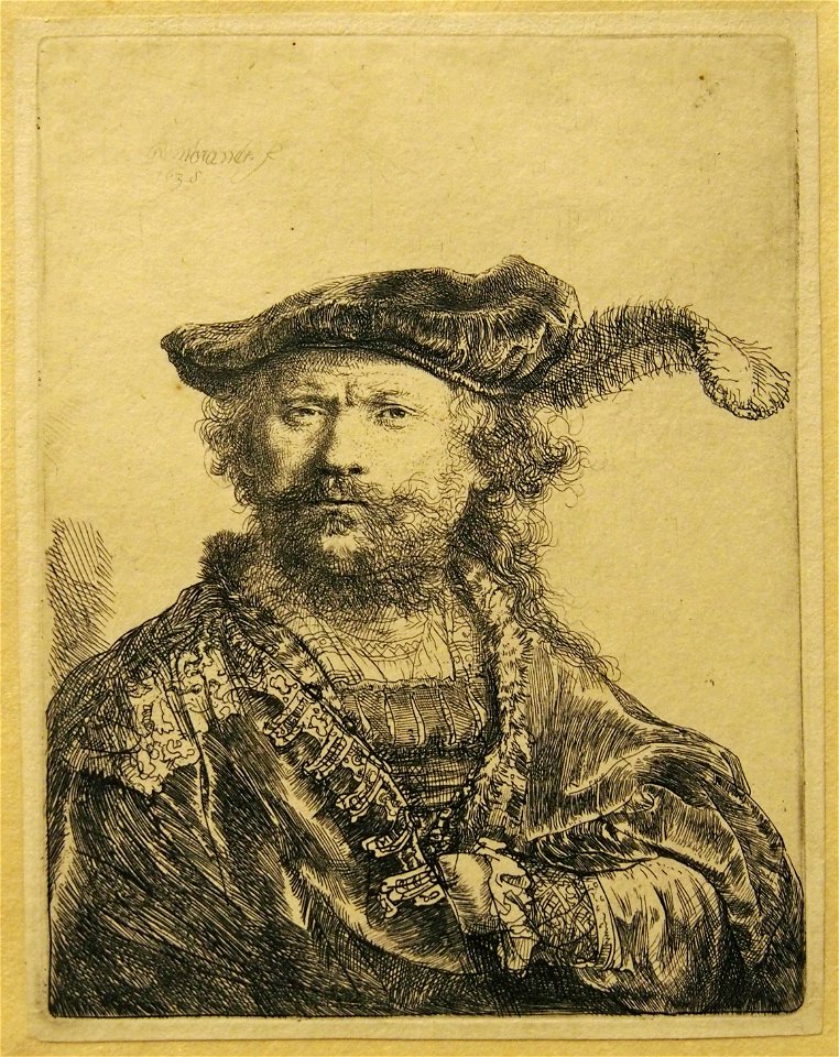 Rembrandt Self-portrait in a cap with plume01