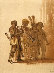 Rembrandt Harmenszoon van Rijn - Four Musicians with Wind Instruments - Google Art Project. Free illustration for personal and commercial use.