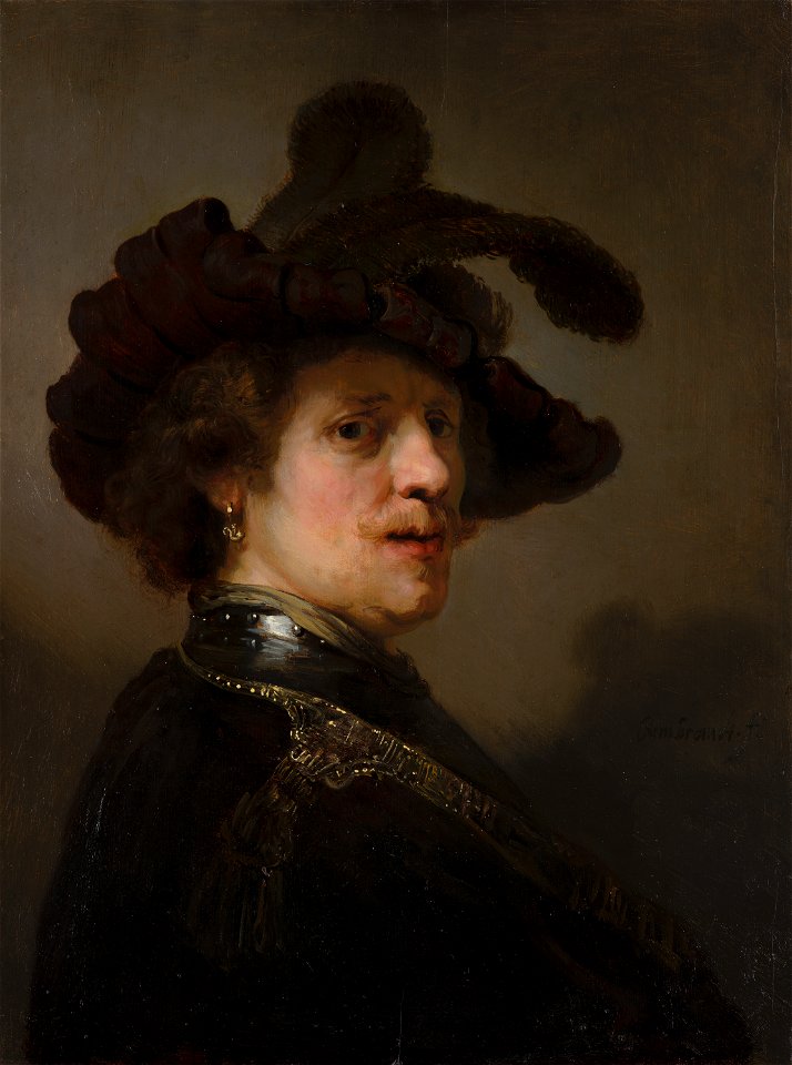 Rembrandt van Rijn - 'Tronie' of a Man with a Feathered Beret - 149 - Mauritshuis