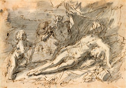 Ricci - A nymph and satyr c. 1700 - c. 1734, RCIN 907143