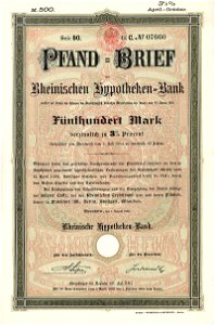 Rheinische Hypothekenbank 500 Mk 1898