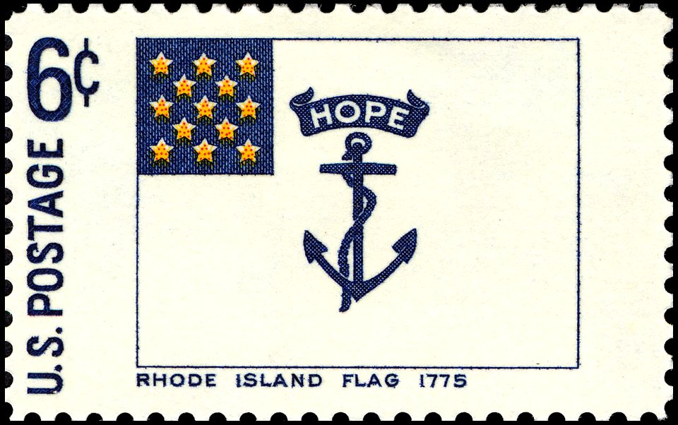 Rhode Island Flag - Historic Flag Series - 6c 1968 issue U.S. stamp