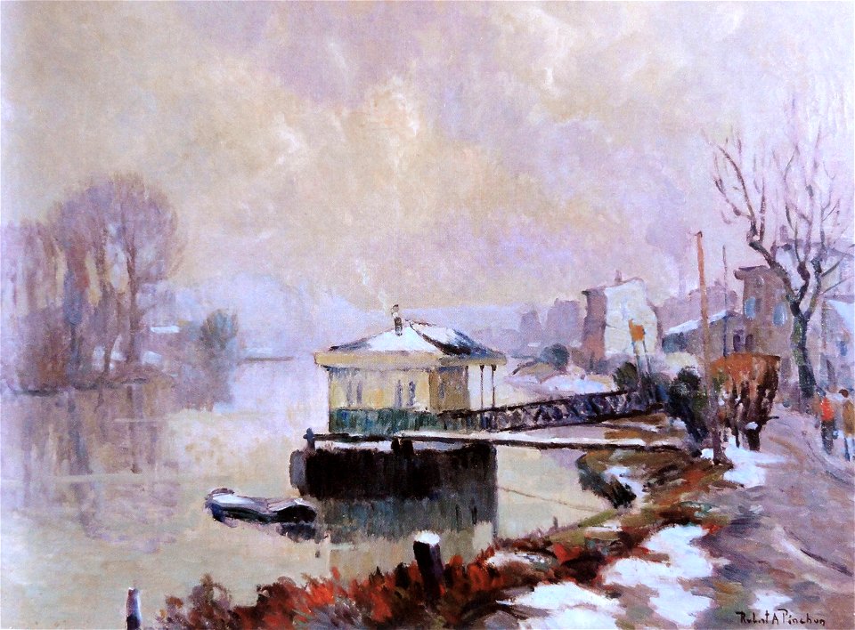 Robert Antoine Pinchon, Le ponton, oil on canvas, 54 x 73 cm