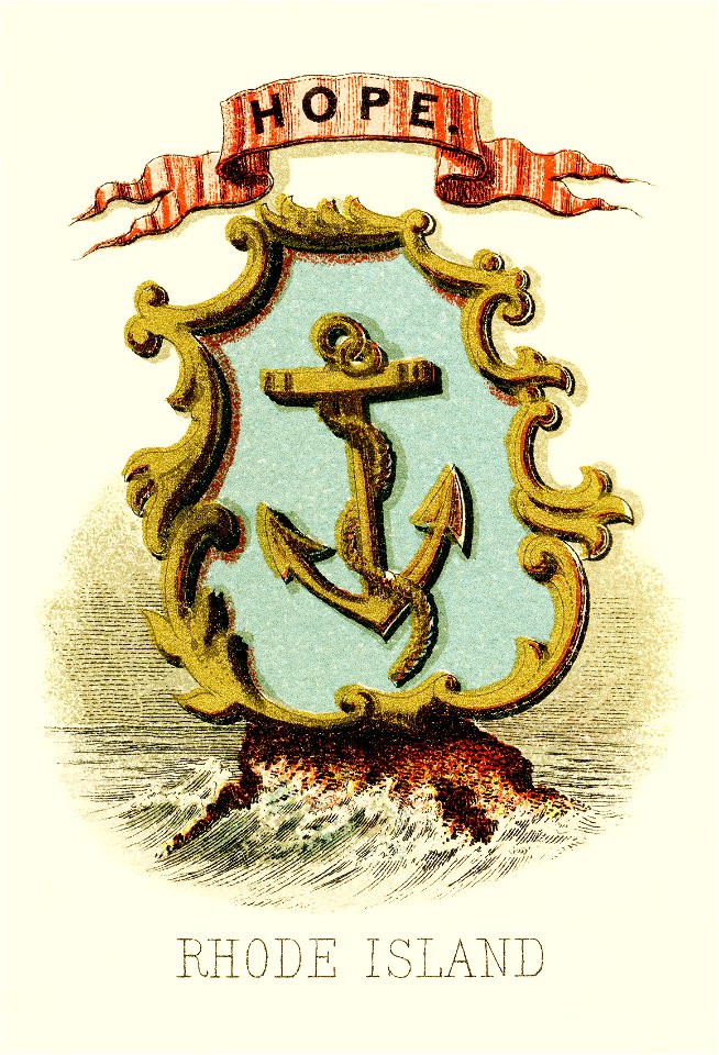 Rhode Island state coat of arms (illustrated, 1876)