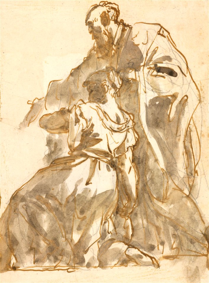 Ricci - A study for a kneeling woman c. 1728, RCIN 907117
