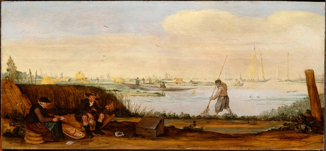 River Landscape with Boats and Fishermen (Arent Arentsz. (kallad Cabel)) - Nationalmuseum - 31782