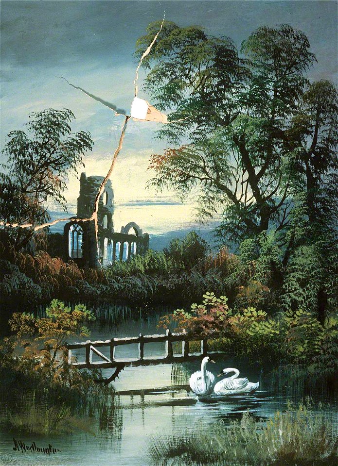 River Landscape and a Ruined Abbey (gcf01373)