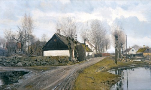 Road by the Village Pond in Baldersbrønde, 1913