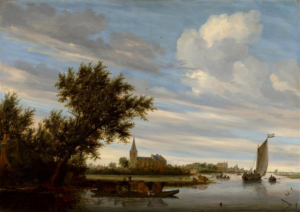 River View with Church and Ferry by Salomon van Ruysdael Mauritshuis 738