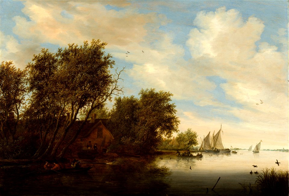River View with a Man Hunting Ducks by Salomon van Ruysdael Mauritshuis 699