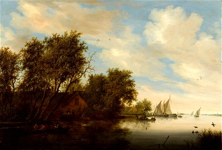 River View with a Man Hunting Ducks by Salomon van Ruysdael Mauritshuis 699