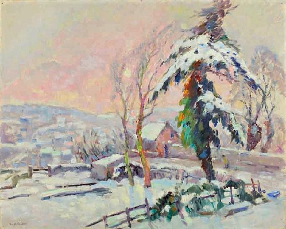 Robert Antoine Pinchon, Village enneigé, oil on canvas, 73 x 92 cm