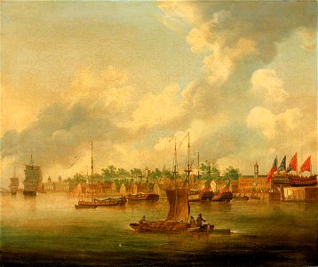 Robert Cleveley (1747-1809) - Shipping at Deptford - BHC1871 - Royal Museums Greenwich