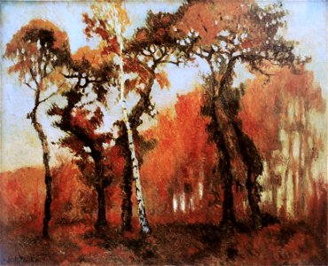 Robert Antoine Pinchon, Sous bois d'automne, oil on canvas, 60 x 73 cm