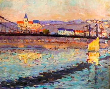 Robert Antoine Pinchon, 1904, Triel sur Seine, le pont du chemin de fer, 46 x 55 cm