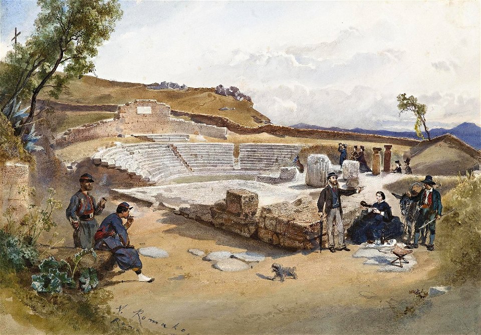 Anton Romako - Selbstporträt des Künstlers mit seiner Frau im Amphitheater Tuscolo