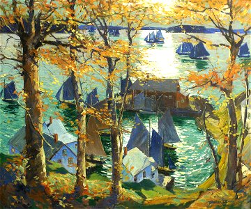 Romantic Sunset, Maine, by Jonas Lie. Free illustration for personal and commercial use.