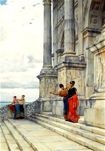 Roman life by Luigi Bazzani (1836-1927)