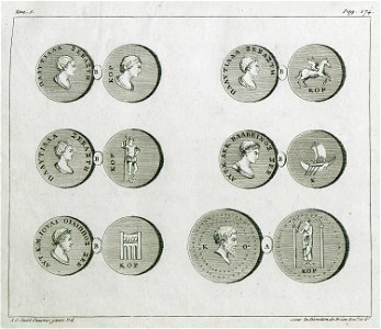 Roman coins of Corfu - Grasset De Saint-sauveur André - 1800. Free illustration for personal and commercial use.