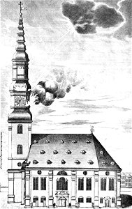 Rolffsen Große Michaeliskirche mit einschlagendem Blitz 1750