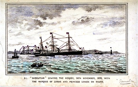 S.S. Sarmatian leaving the Mersey, 14th November, 1878, with the Marquis of Lorne and Princess Louise on board RMG PU6781
