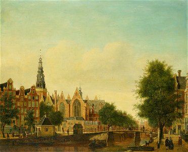 SA 552-De Oude Kerk gezien vanaf de Oudezijds Voorburgwal. Free illustration for personal and commercial use.