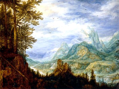 Roelant Savery - Mountainous Landscape with a Castle - WGA20892. Free illustration for personal and commercial use.