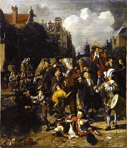 SA 22992-Amsterdams stadstafereel met berenleider