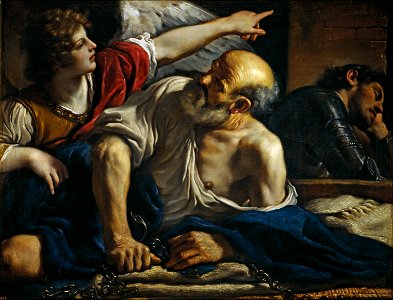 San Pedro liberado por un ángel (Guercino)