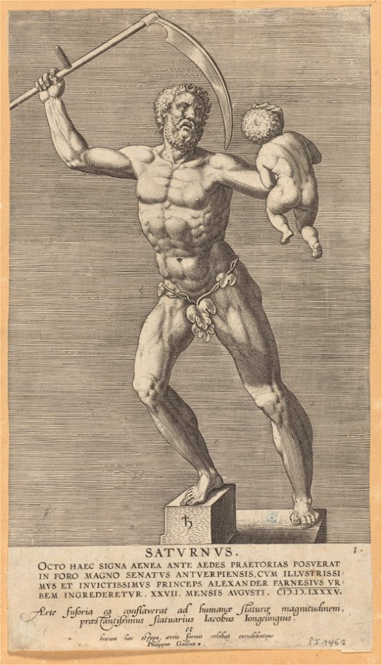 Saturn 1585 print by Jacques Jonghelinck, S.I 1461, Prints Department, Royal Library of Belgium