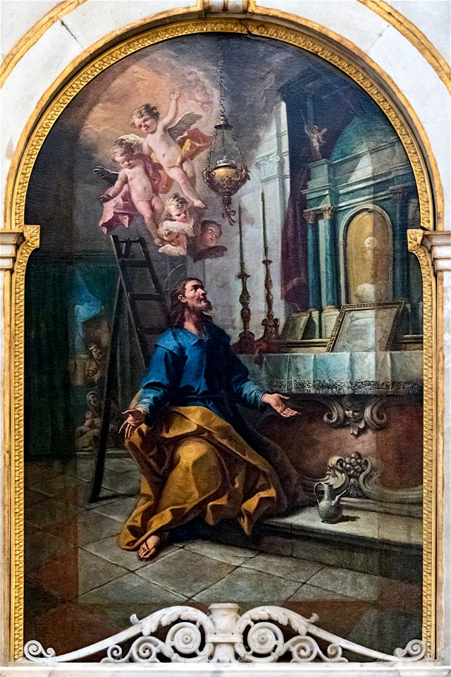San Trovaso (Venice) - San Costanzo d'Ancona in preghiera di Gaspare Diziani