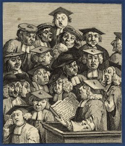 Scholars at a Lecture by William Hogarth. Free illustration for personal and commercial use.