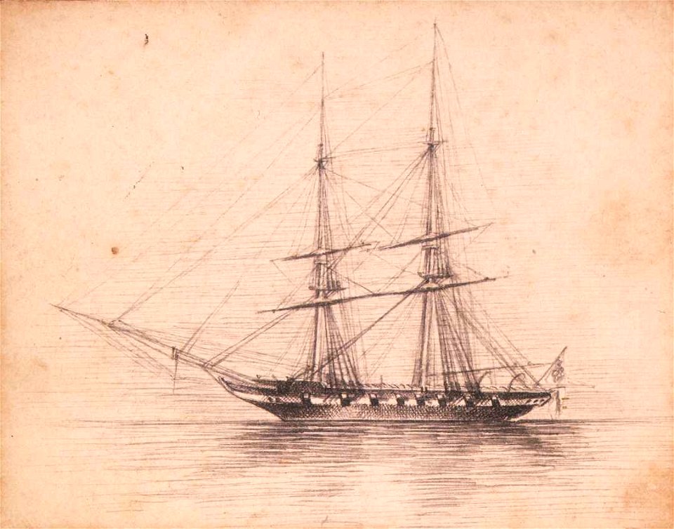 Schooner on calm water. A-147-012