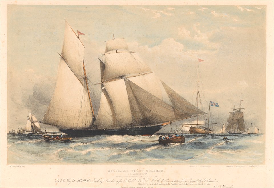 Schooner Yacht Dolphin - winning the Queen's Plate at Cowes, August 17th 1839 RMG PY8651