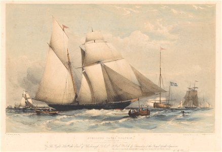 Schooner Yacht Dolphin - winning the Queen's Plate at Cowes, August 17th 1839 RMG PY8651