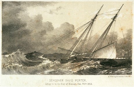 Schooner David Porter Lying to in the Bay of Biscay, Jan 30th 1814 RMG PU6393