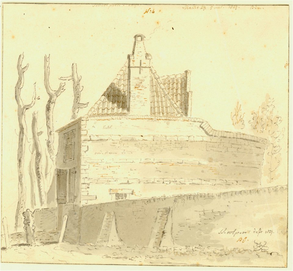 Schoolpoort Delft 1827, Balthasar Jooss, SA Delft, inv.nr. 67766