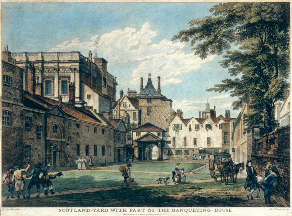 Scotland Yard with Part of the Banqueting House, by Edward Rooker after Paul Sandby, 1766 - gac 03515