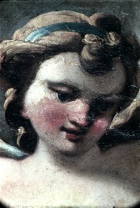 Schwäbisch Hall, Rathaus, Deckengemälde im Ratssaal Sieg der Tugend über die Laster oder Sieg des Christentums über das Heidentum (Ausschnitt Erzengel Michael, Portrait)