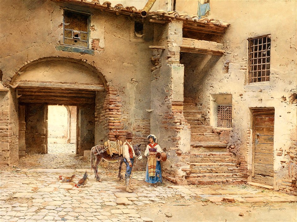 Scipione Simoni Italienischer Hof mit einem jungen Paar