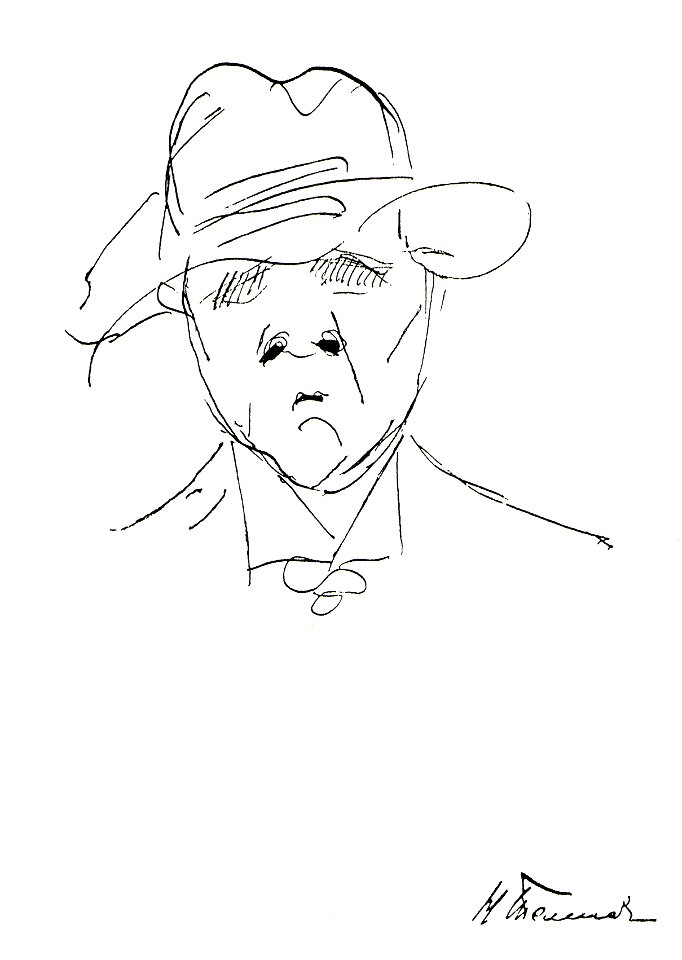 Self-portrait Wearing a Hat by F Chaliapin Before 1916