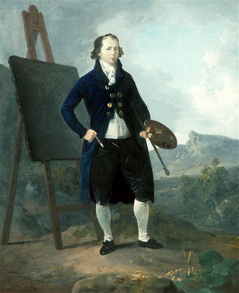Self portrait of artist in landscape