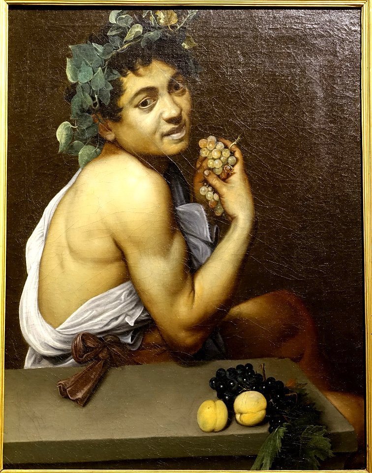 Self-portrait as Bacchus, by Caravaggio, 1592-1595, oil on canvas - Galleria Borghese - Rome, Italy - DSC04872
