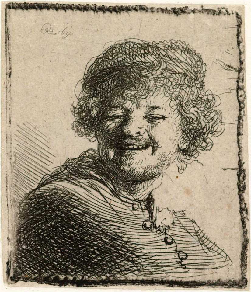 Self-portrait in a Cap, Laughing by Rembrandt RP-P-OB-687