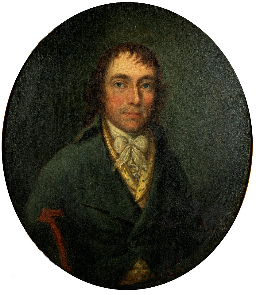 Oval portrait of a man by William Shuter, oil on panel