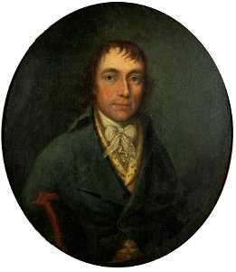 Oval portrait of a man by William Shuter, oil on panel