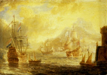 Ships at Anchor Off a Mediterranean Harbour RMG BHC0851