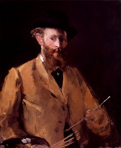 Self Portrait with Palette c1878 Edouard Manet. Free illustration for personal and commercial use.