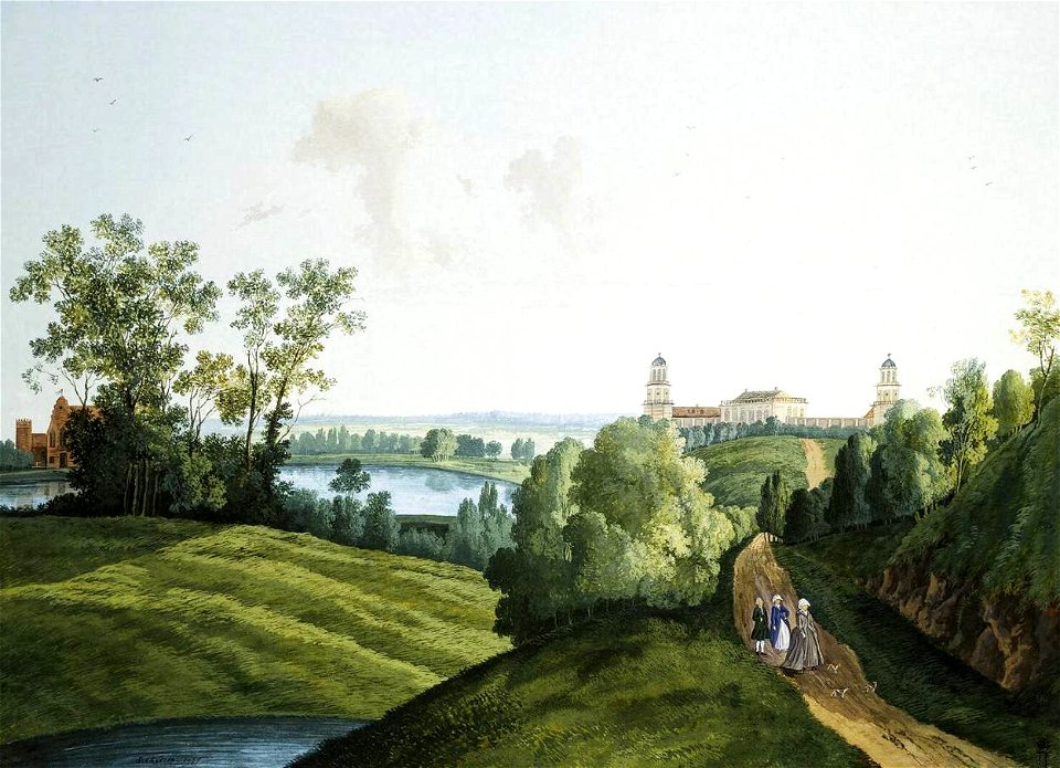 Semyon Fyodorovich Shchedrin - Landscape with a Farm in the Park in Tsarskoye Selo - WGA21176