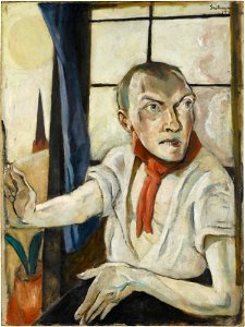 Self-portrait with red scarf 